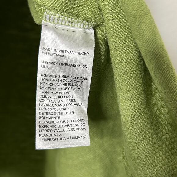 Chico’s 100% Linen Bateau Neck Top Green Size 1 Medium - Picture 8 of 8